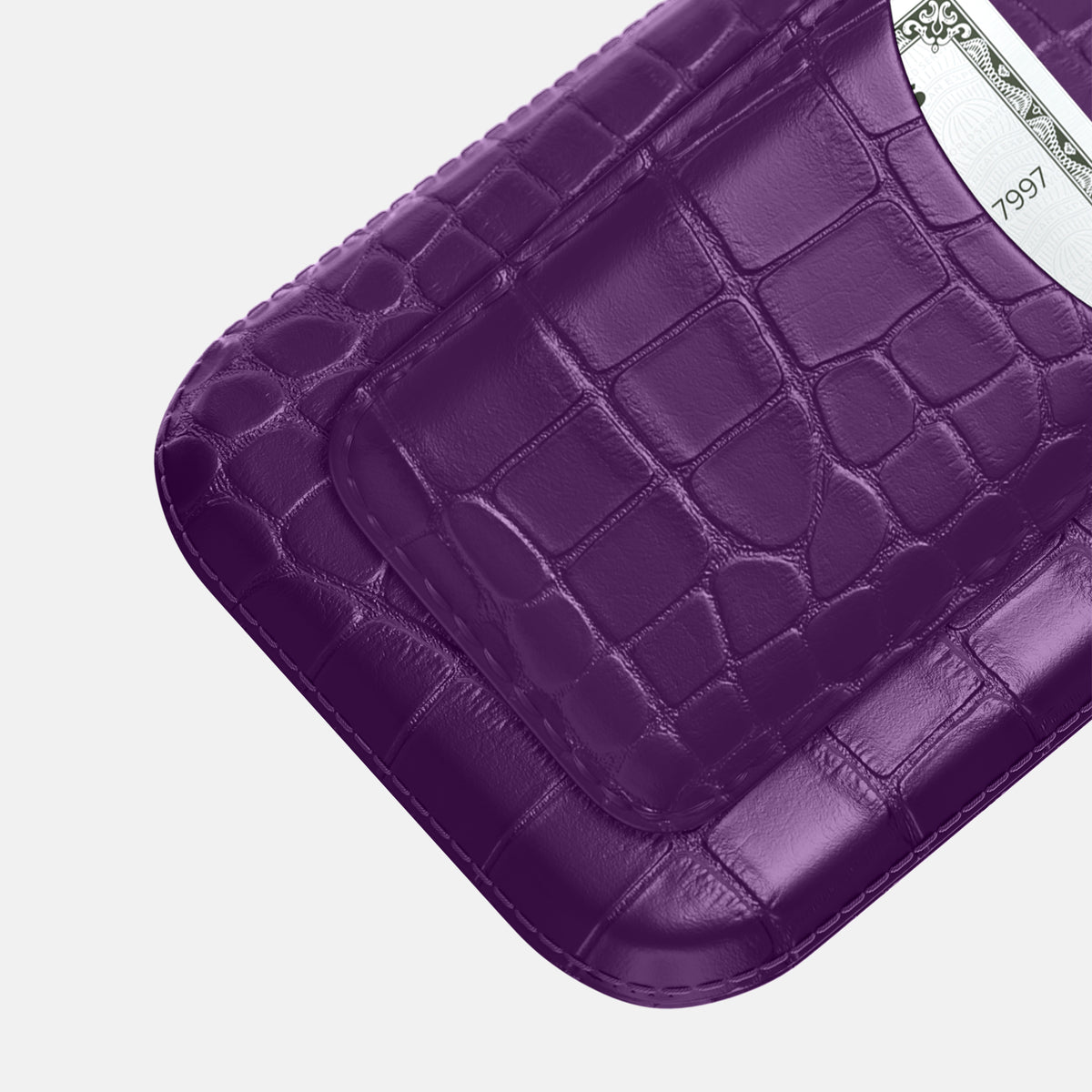 Pouch Card Case For iPhone 17 Pro Max In Alligator -3 | Purple