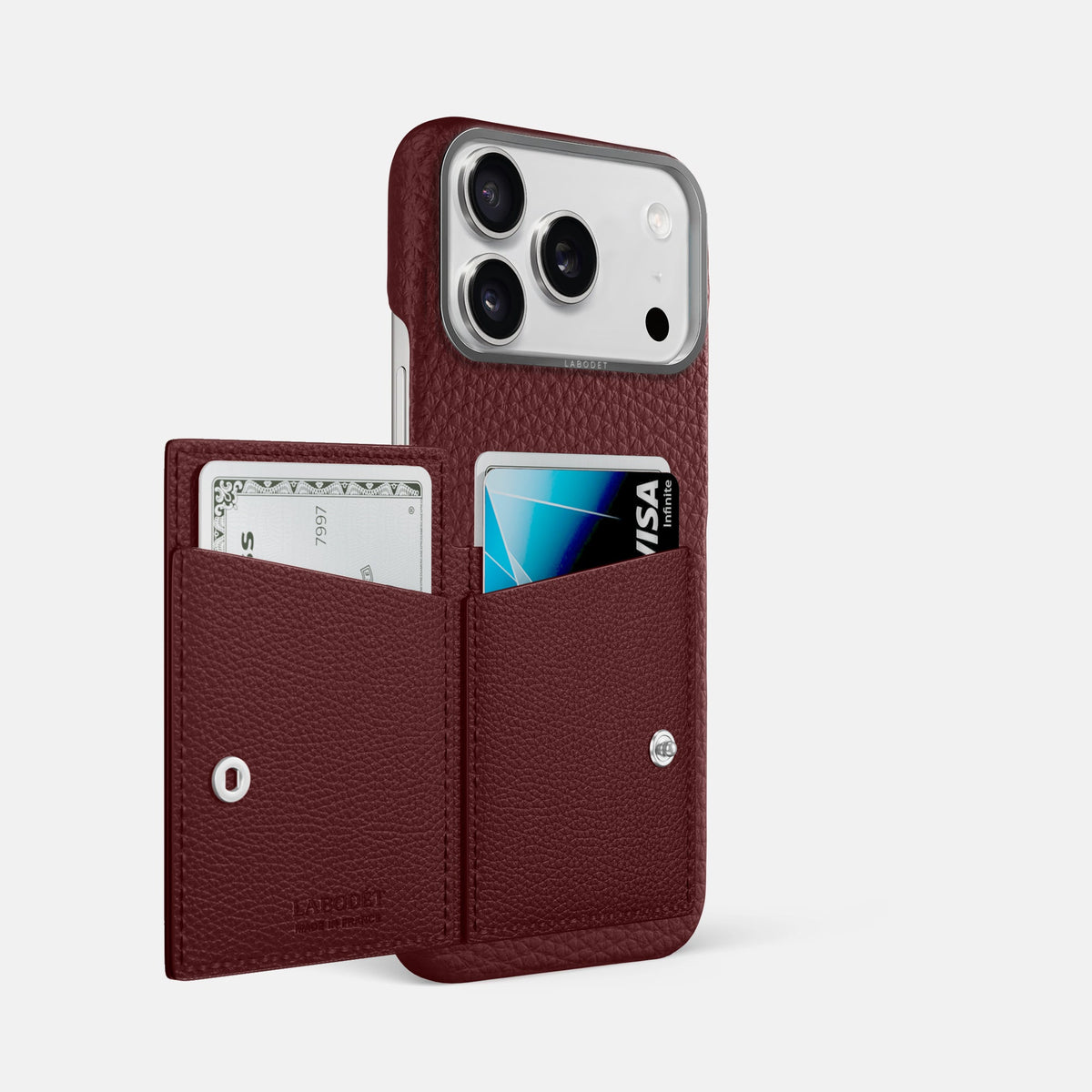 Bi-Fold Case For iPhone 18 Pro Max In Calf -2 | Bordeaux-Steel