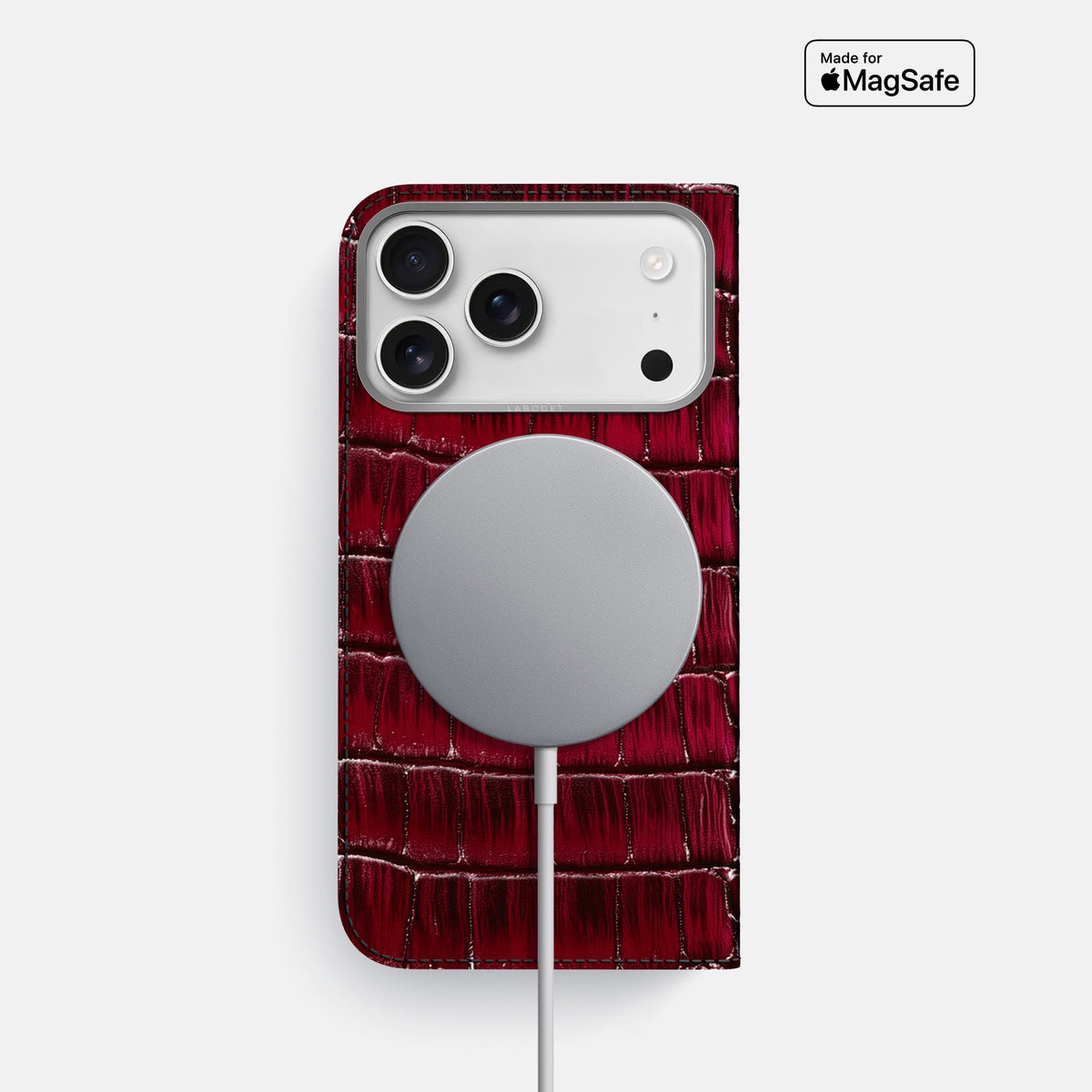 Folio Case For iPhone 18 Pro In Patina Alligator -3 | Havana-Burgundy-Steel