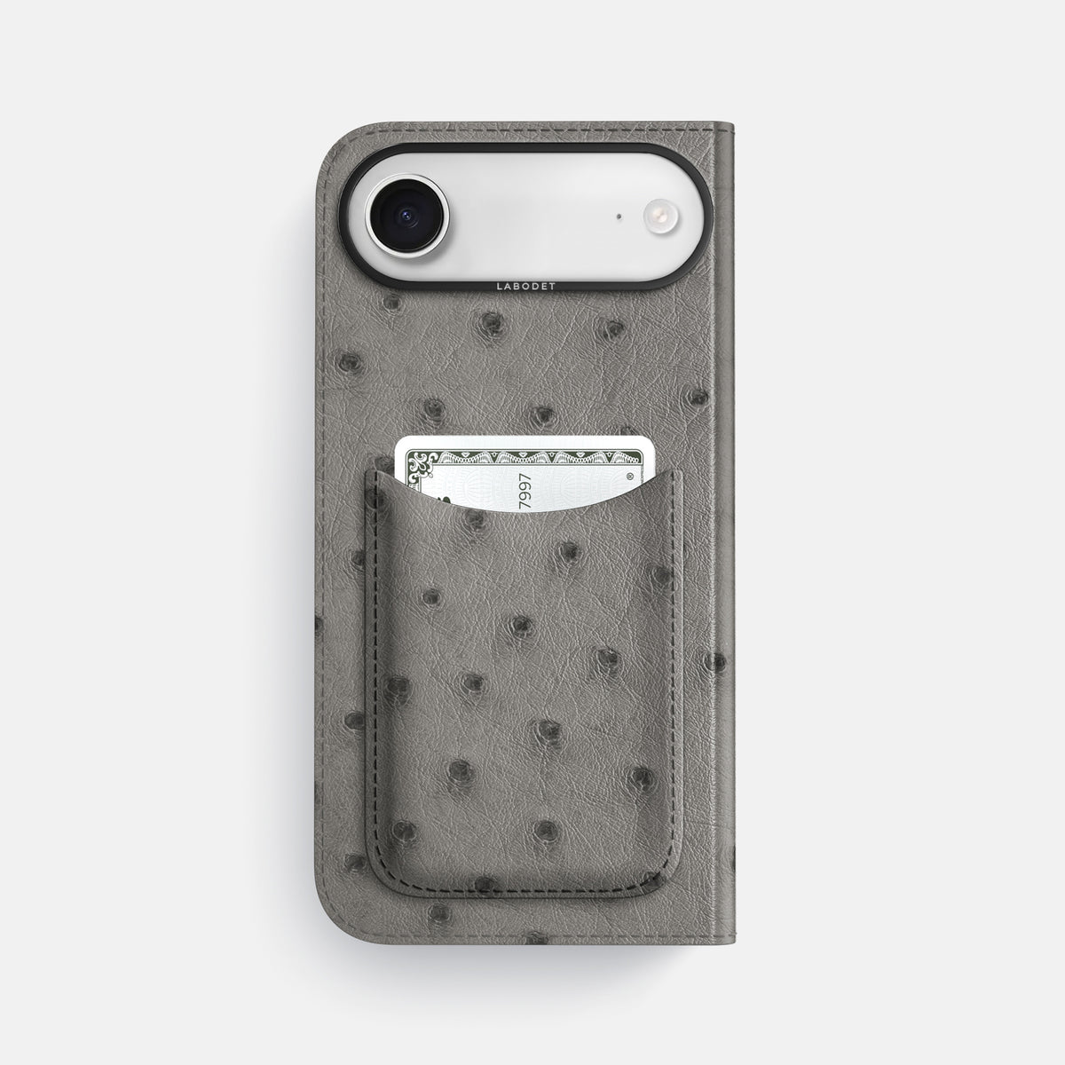 Folio Case with Card For iPhone 17 Air In Ostrich -3 | Grey-Black