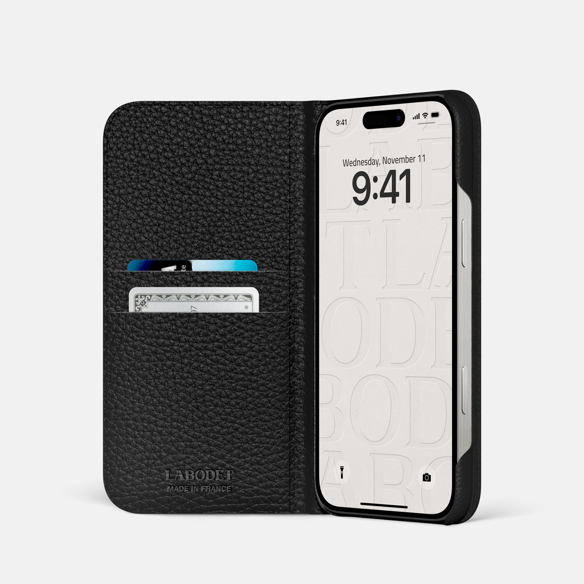 Folio Case with Card For iPhone 18 Pro In Ostrich -2 | Silver-Steel