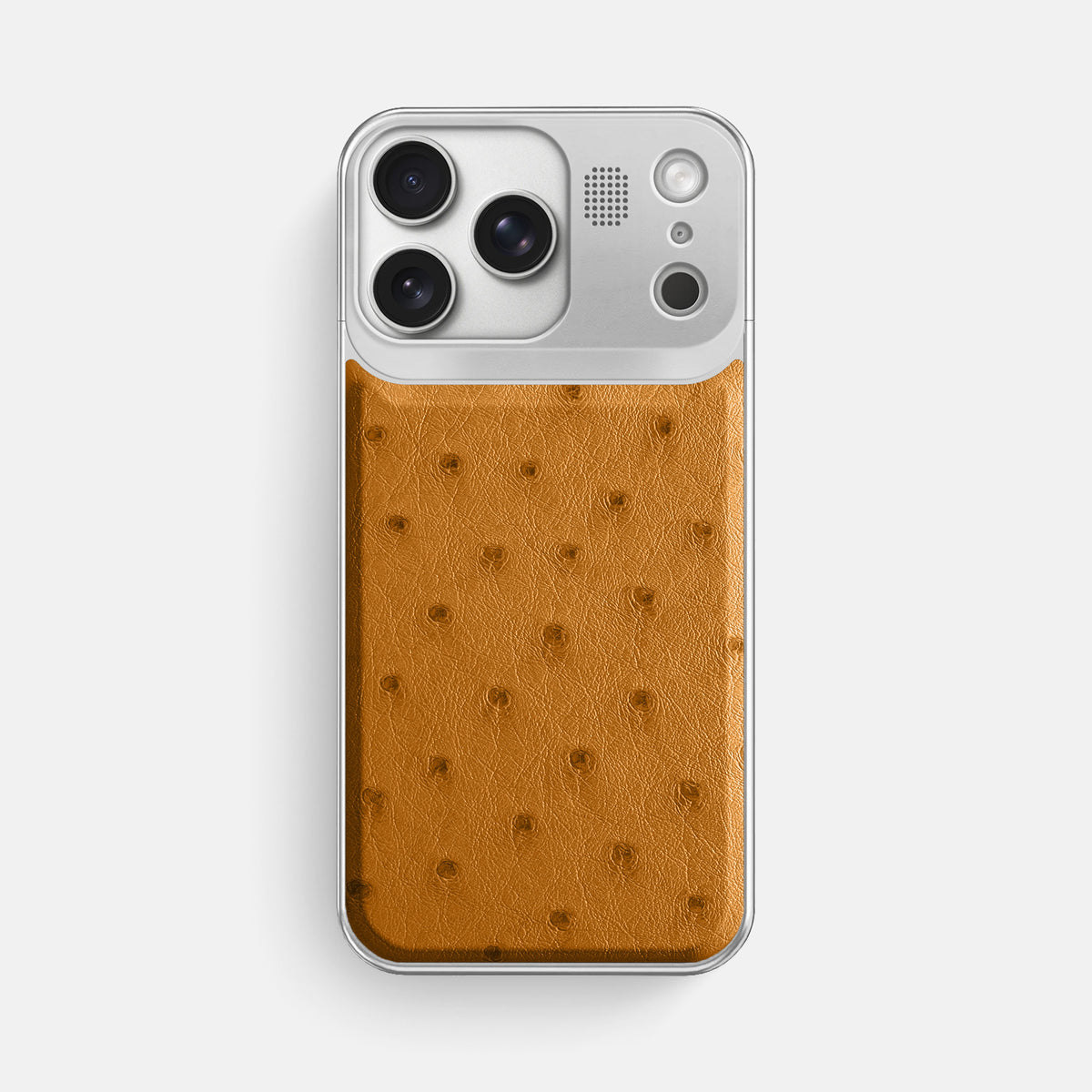 Metal Case For iPhone 17 Pro Max In Ostrich -1 | Chestnut-Steel