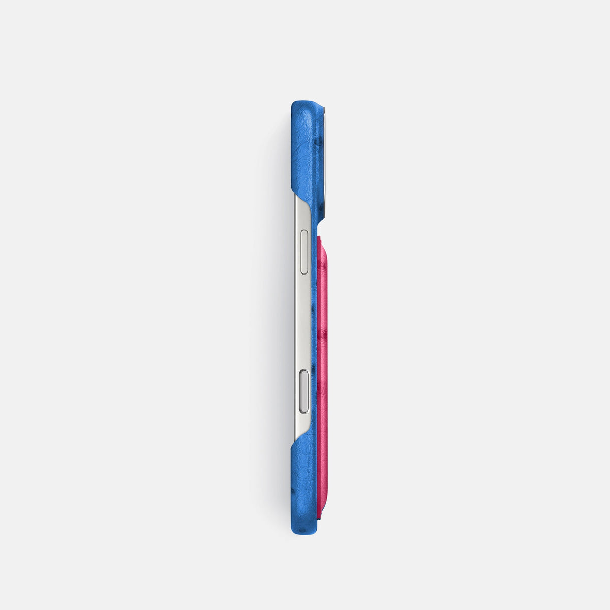 Double Card Case Coloré For iPhone 18 Pro In Ostrich -3 | Royal-Blue-Steel