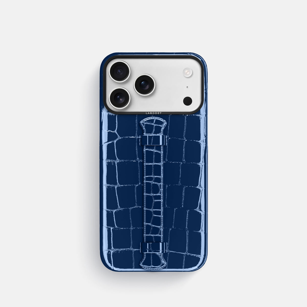 Center Handle For iPhone 17 Pro In Shiny Alligator -1 | Mediterranean-Black