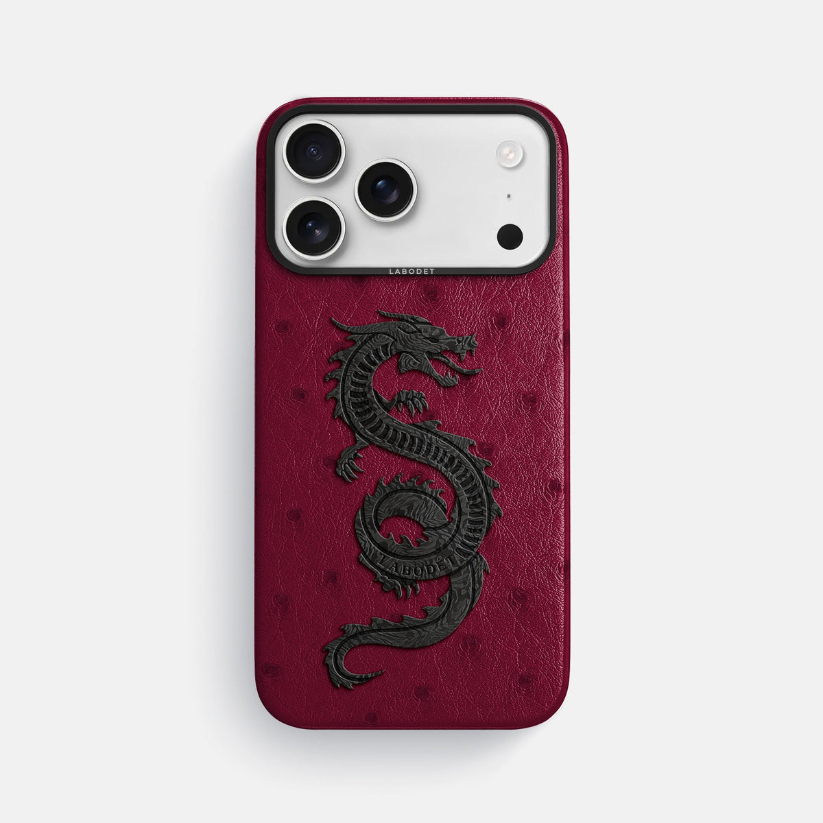 Classic Case With Carbon Dragon For iPhone 18 Pro Max In Ostrich -1 | Bordeaux-Black