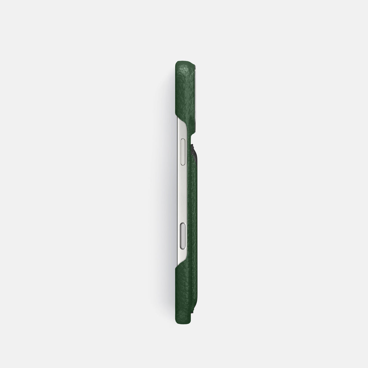 Double Card Case For iPhone 18 Pro In Calf -3 | Dark-Green-Steel