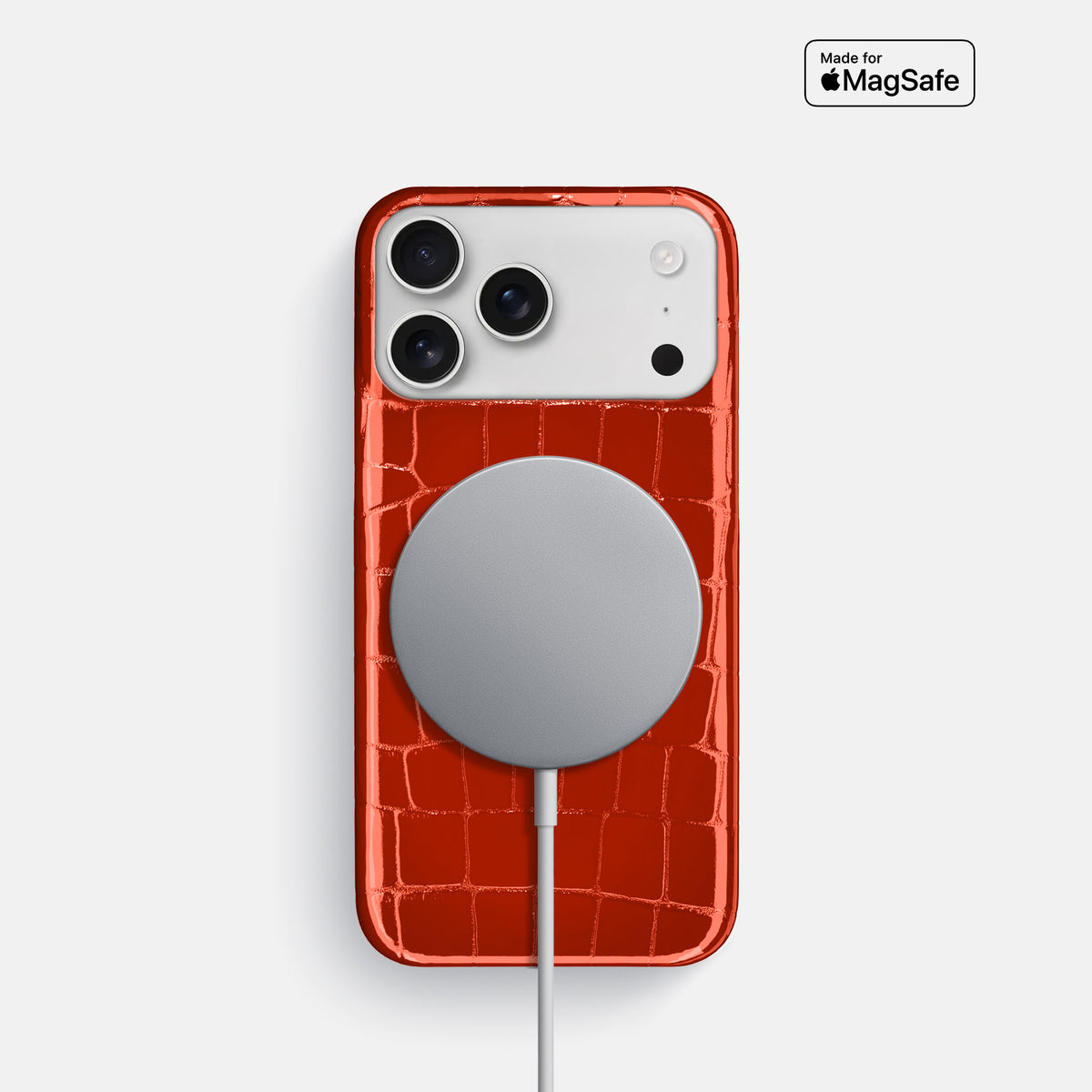 Slim Case For iPhone 17 Pro In Shiny Alligator -5 | Orange