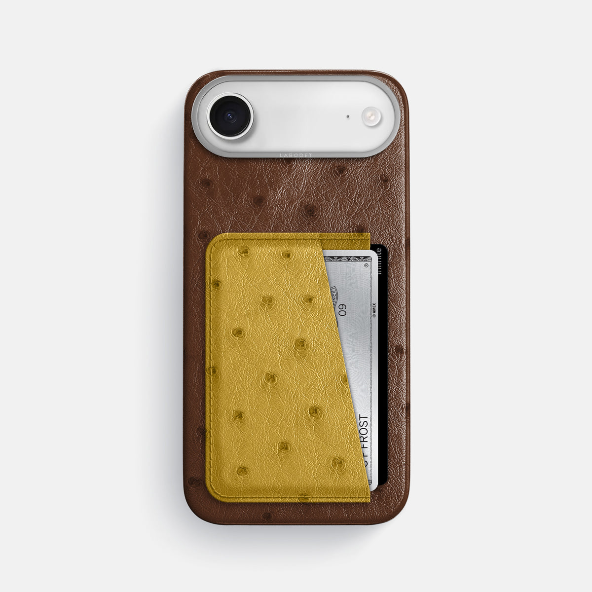 Double Card Case Coloré For iPhone 17 Air In Ostrich -1 | Chocolate-Steel