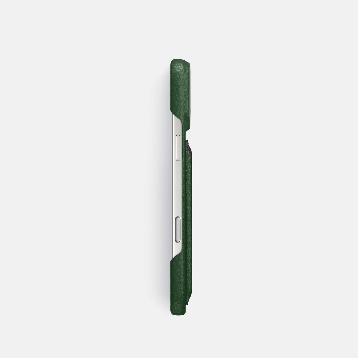 Double Card Case For iPhone 17 Pro In Calf -3 | Dark-Green-Steel