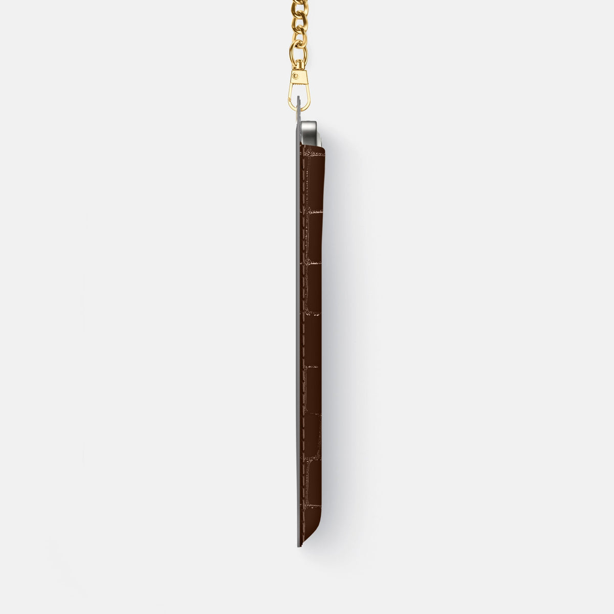 Crossbody Bag For iPhone 18 Pro Max In Shiny Alligator -4 | Brown-Gold