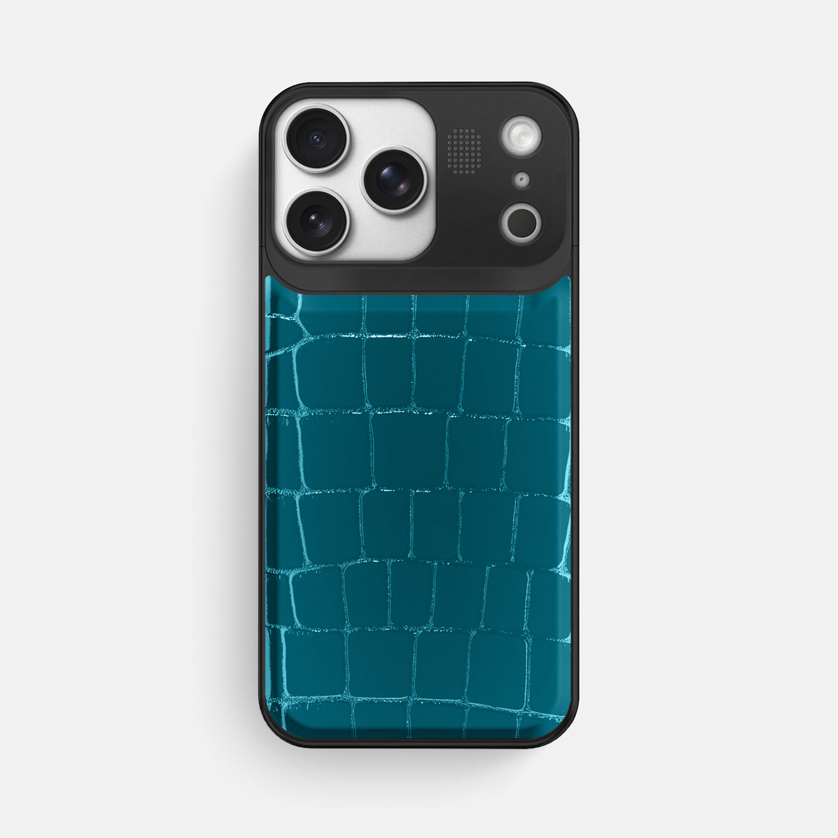 Metal Case For iPhone 17 Pro Max In Shiny Alligator -1 | Curacao-Black