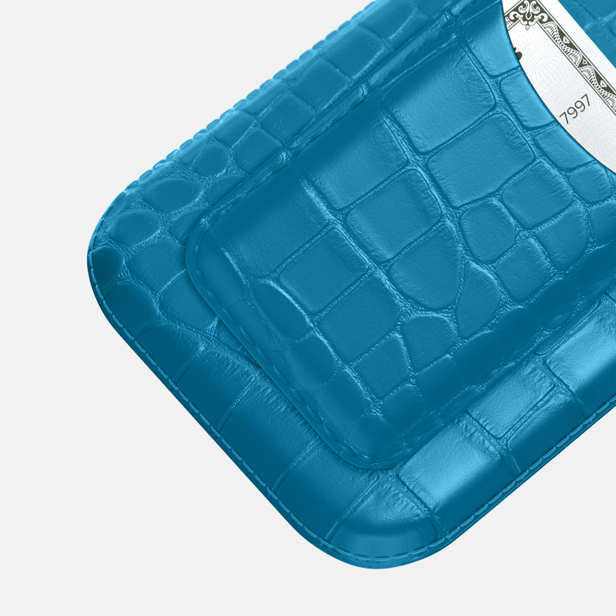Pouch Card Case For iPhone 17 Pro Max In Alligator -3 | Curaçao-Blue