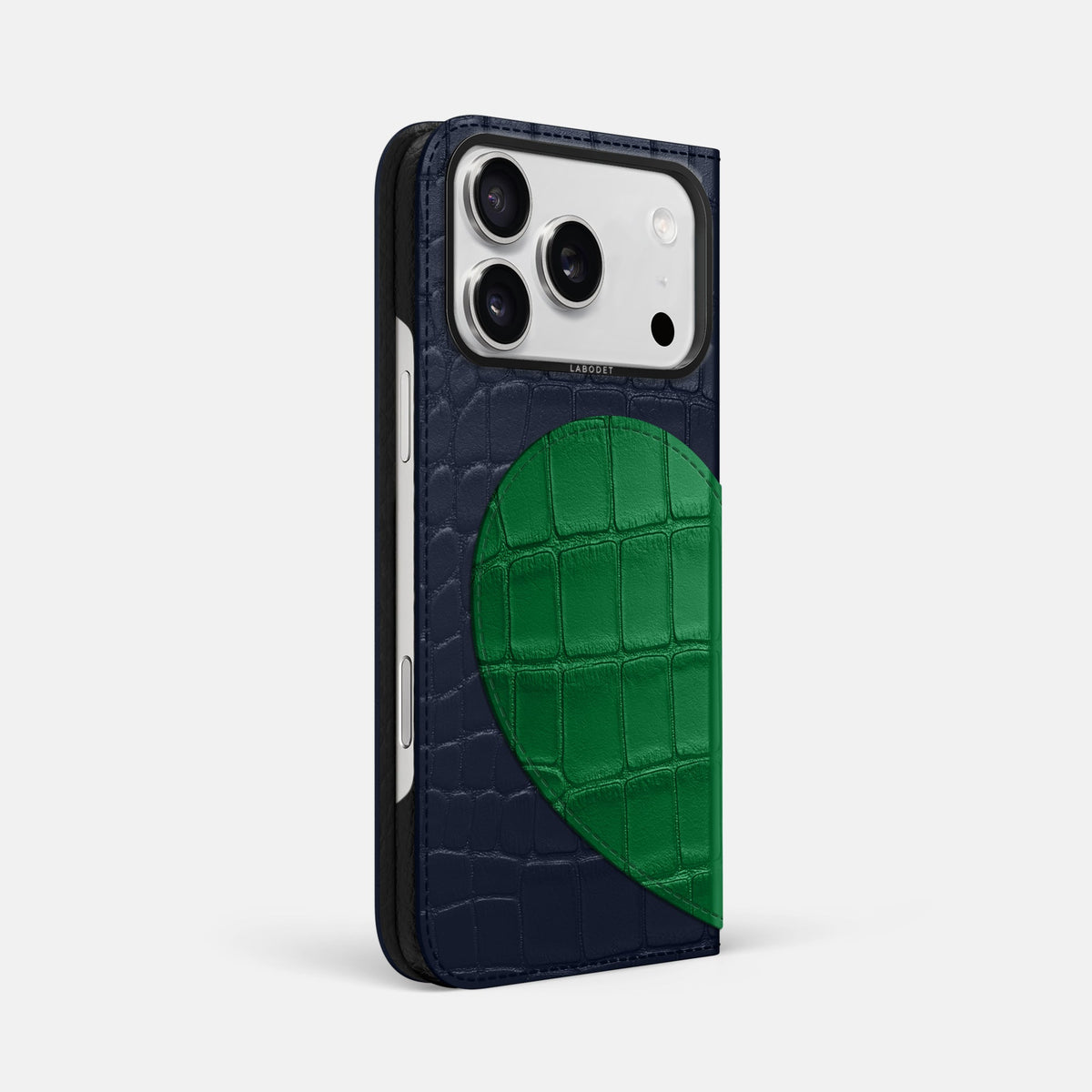 Folio Case With Heart For iPhone 18 Pro Max In Alligator -1 | Navy-Blue-Black