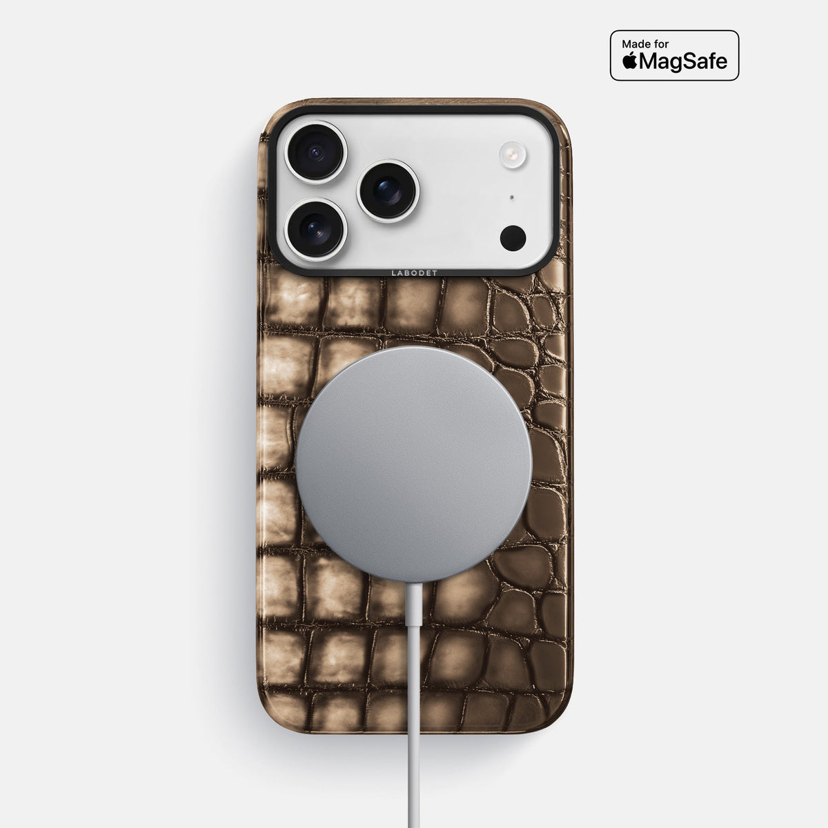 Classic Case For iPhone 18 Pro Max In Patina Alligator -5 | Etoupe-Black