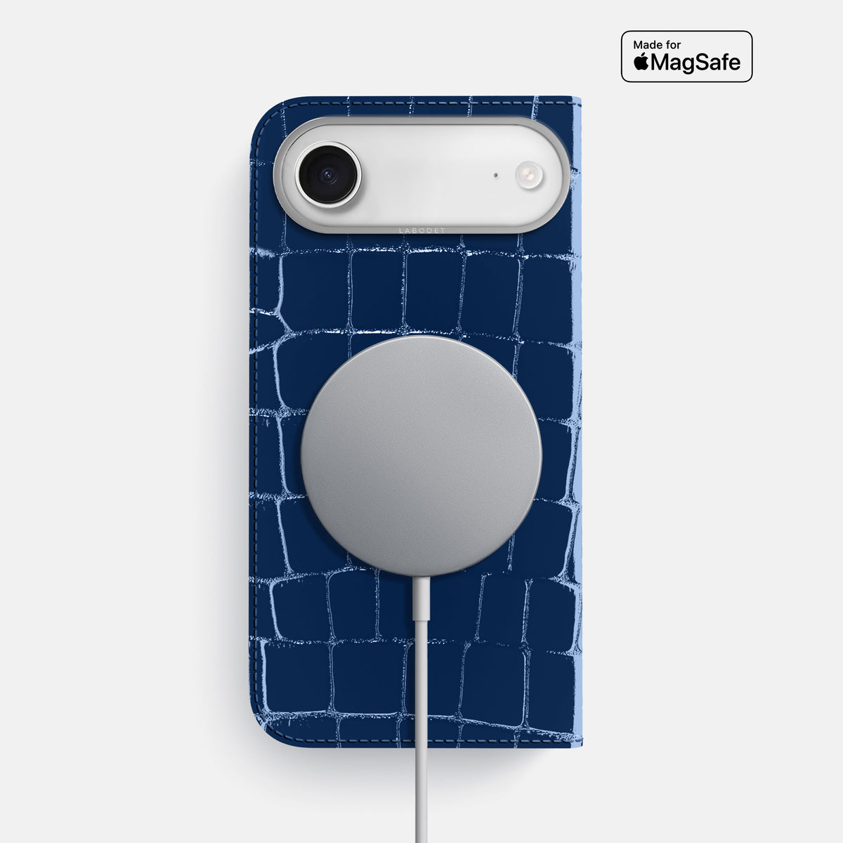Folio Case For iPhone 17 Air In Shiny Alligator -3 | Mediterranean-Steel