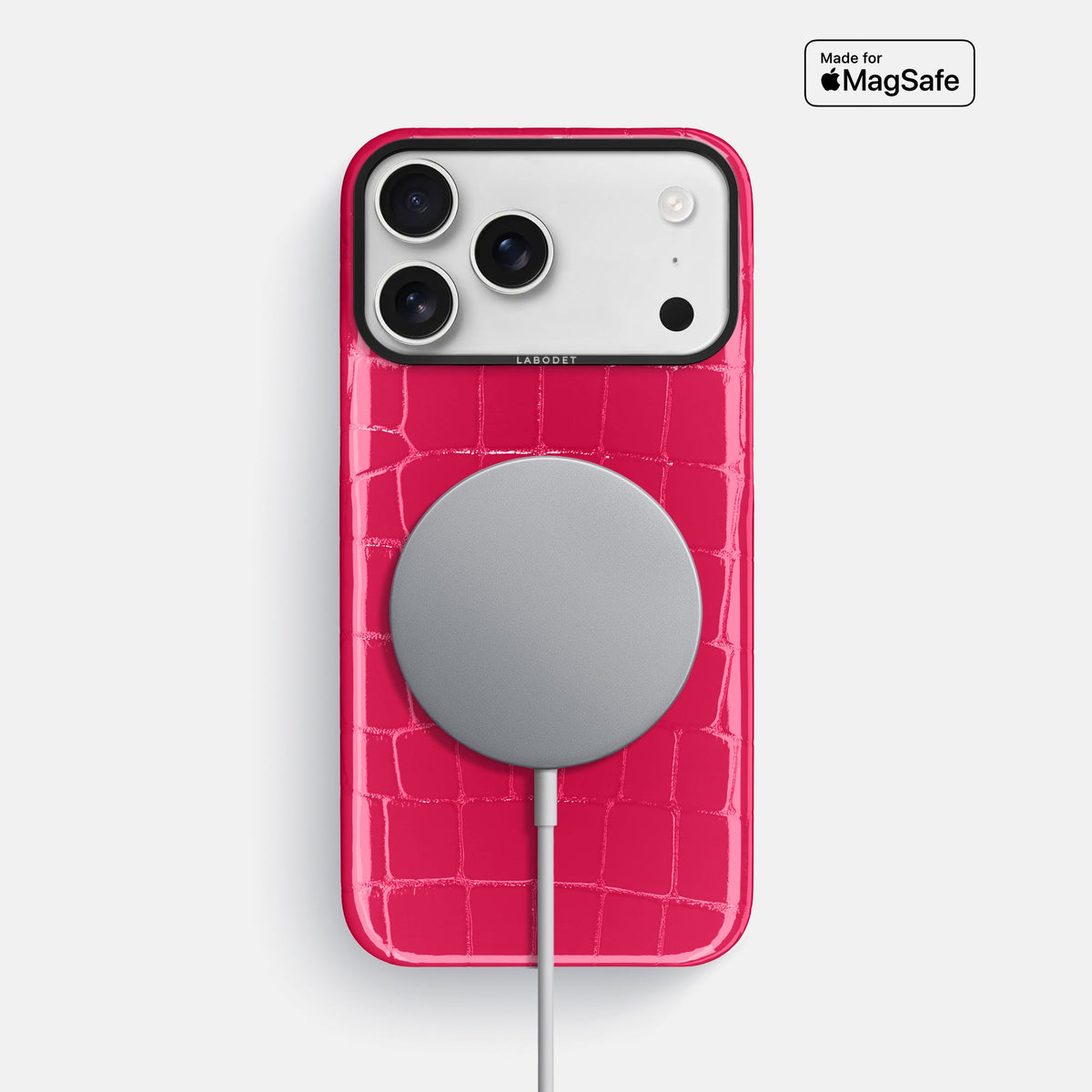 Classic Case For iPhone 18 Pro Max In Shiny Alligator -5 | Pink-Panther-Black