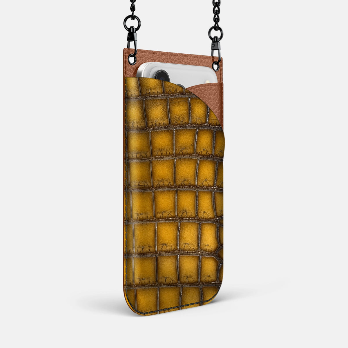 Crossbody Bag For iPhone 18 Pro Max In Patina Alligator -2 | Sydney-Black