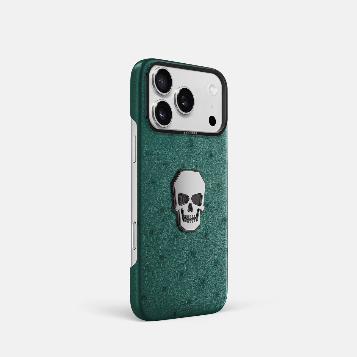 Classic Case With Titanium Skull For iPhone 18 Pro In Ostrich -2 | Forest-Green-Black