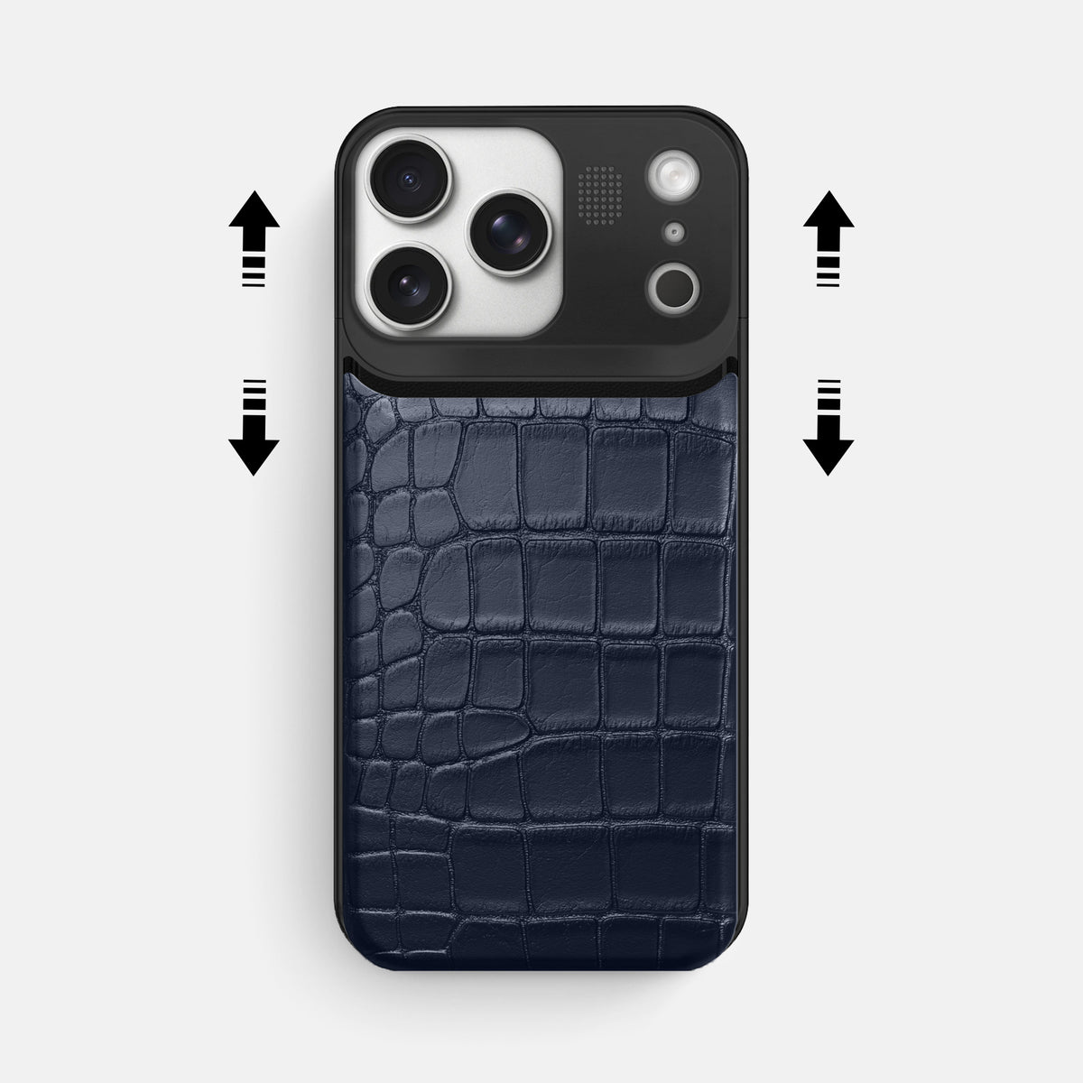 Metal Case For iPhone 17 Pro Max In Alligator -2 | Navy-Blue-Black