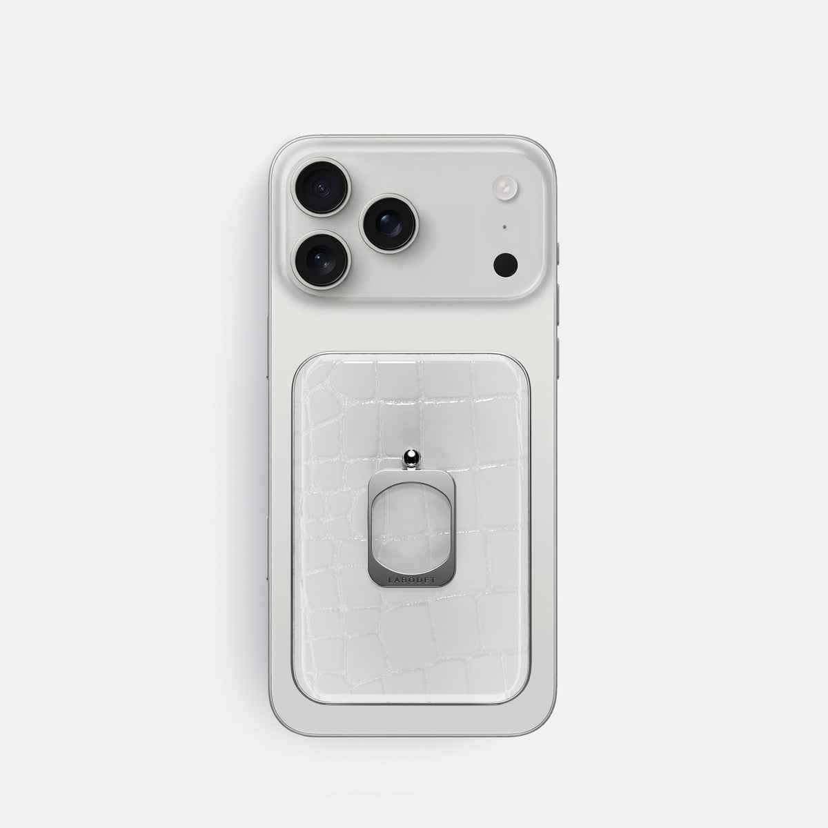 MagSafe Ring For iPhone 18 Pro In Shiny Alligator -2 | White-Steel