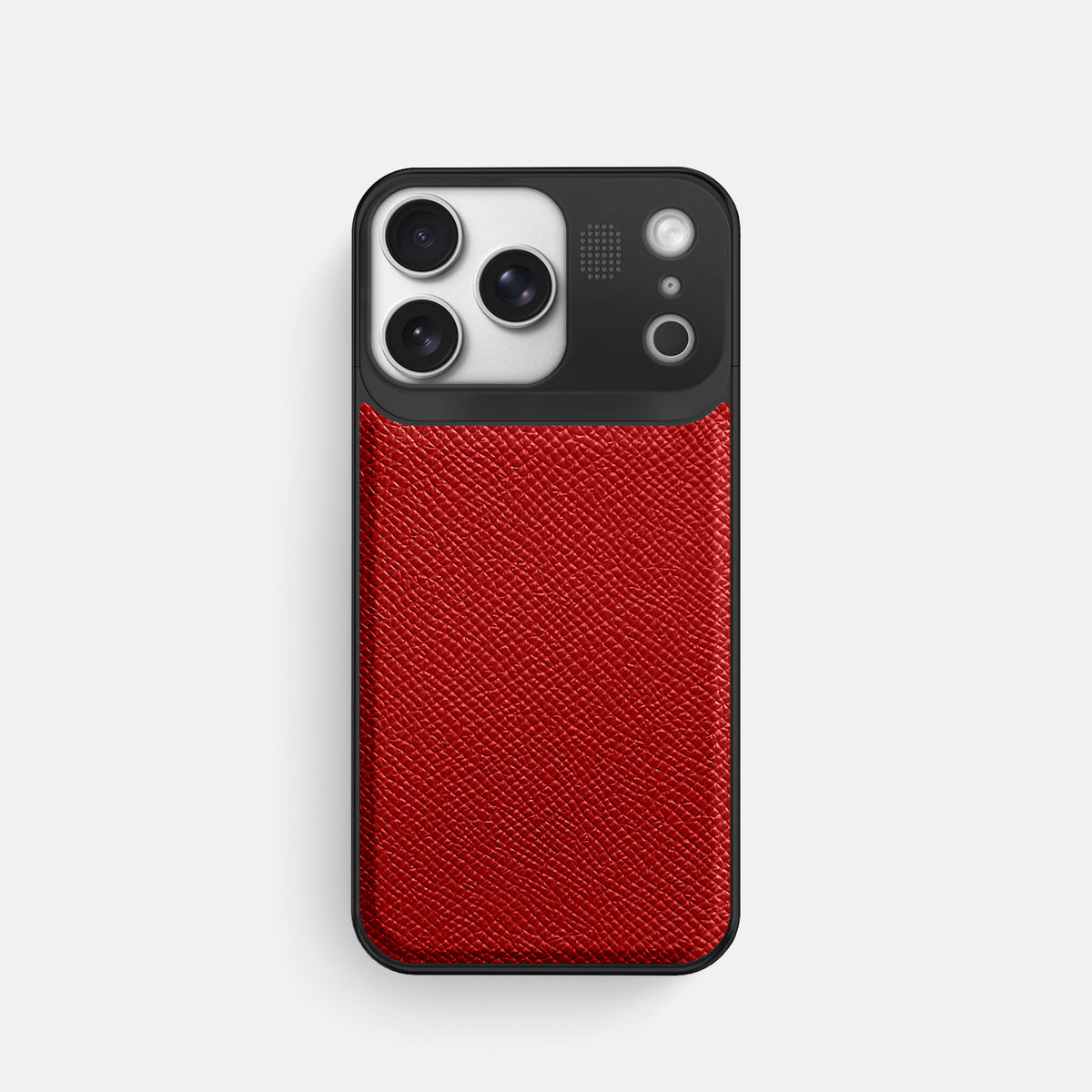 Metal Case For iPhone 17 Pro In Epsom-Style Calf -1 | Red-Black