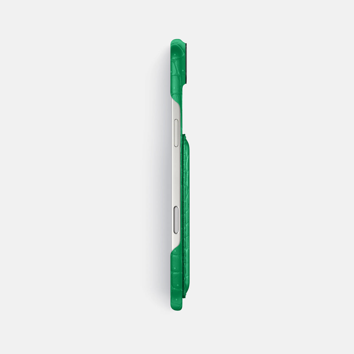 Double Card Case For iPhone 17 Air In Porosus Crocodile -3 | Cactus-Green-Black