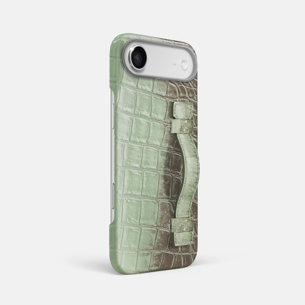 Handle Case For iPhone 17 Air In Himalayan Crocodile -2 | Pistachio-Steel