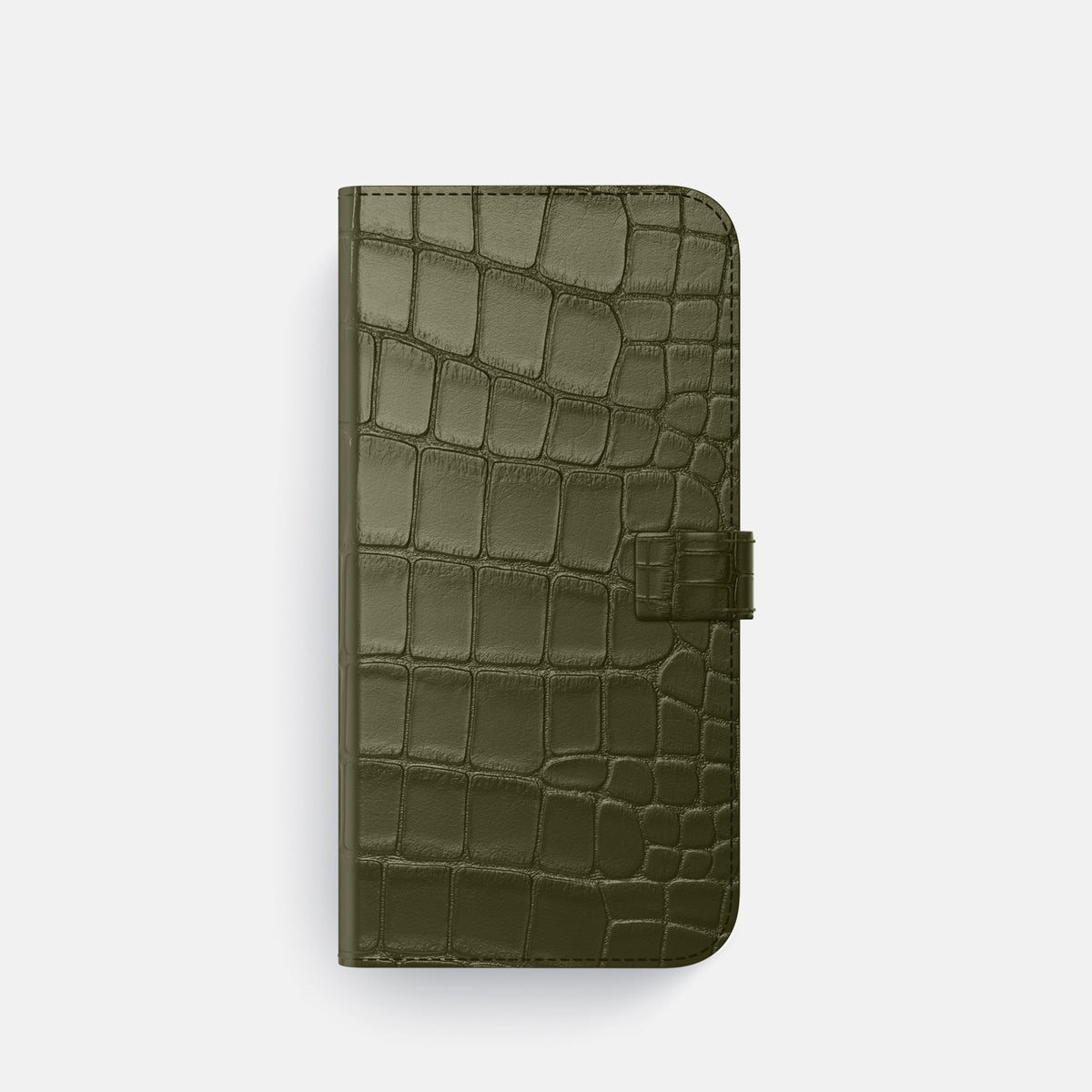 Folio Case with Clasp For iPhone 18 Pro In Alligator -4 | Kaki-Green-Black