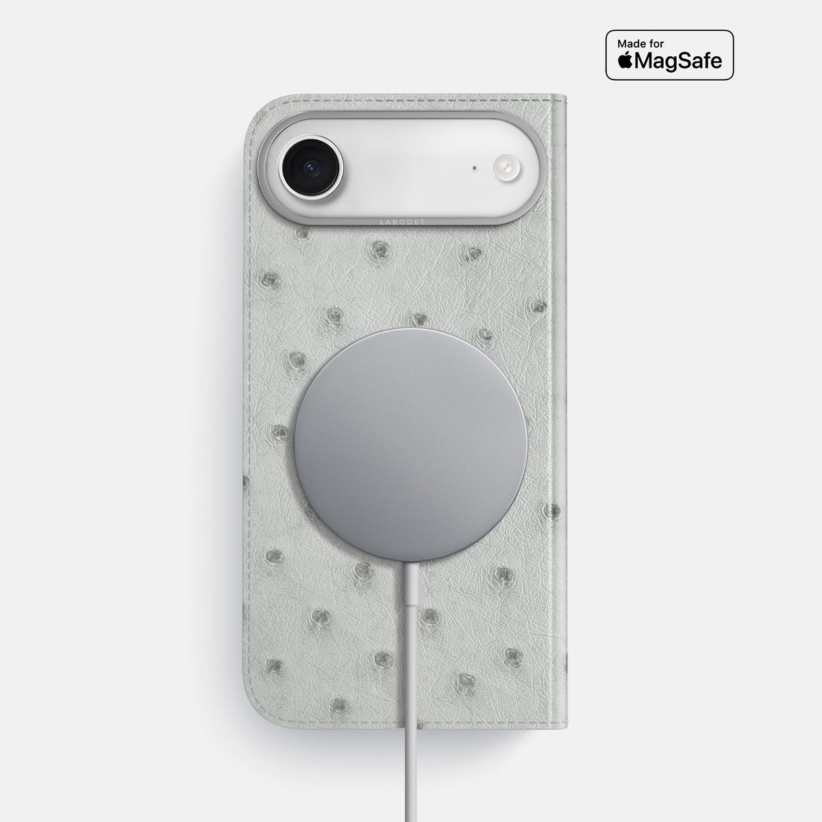 Folio Case For iPhone 17 Air In Ostrich -3 | White-Steel