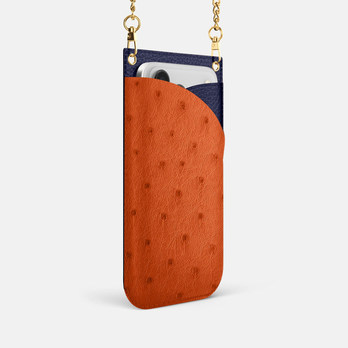 Crossbody Bag For iPhone 18 Pro In Ostrich -2 | Orange-Gold