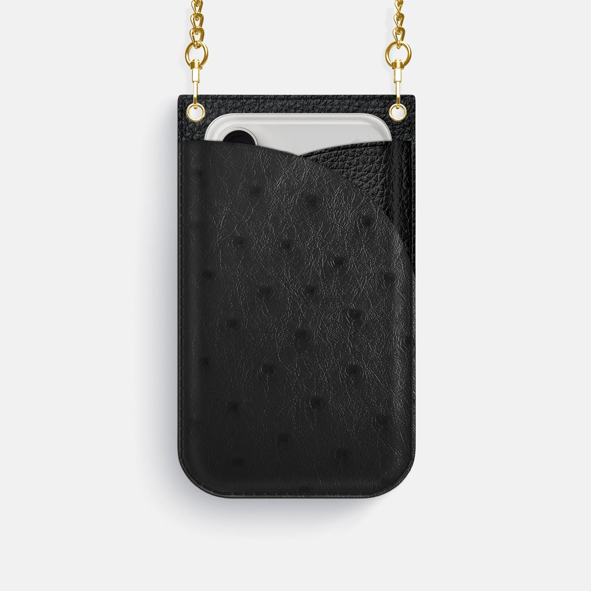 Crossbody Bag For iPhone 18 Pro In Ostrich -1 | Black-Gold