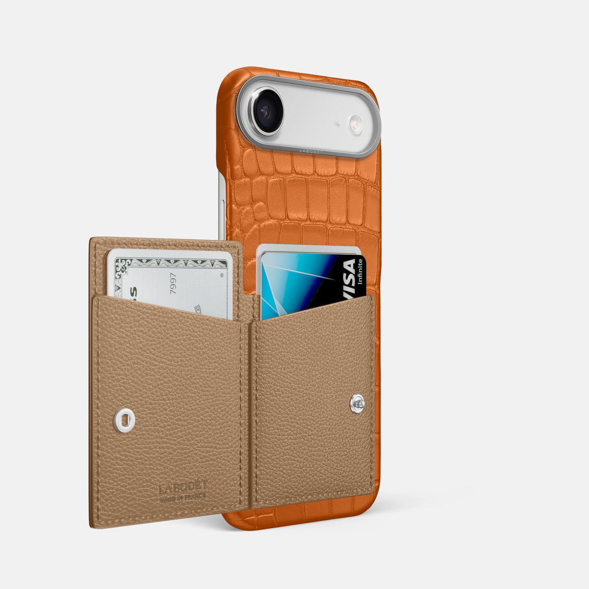 Bi-Fold Case For iPhone 17 Air In Alligator -2 | Orange-Steel