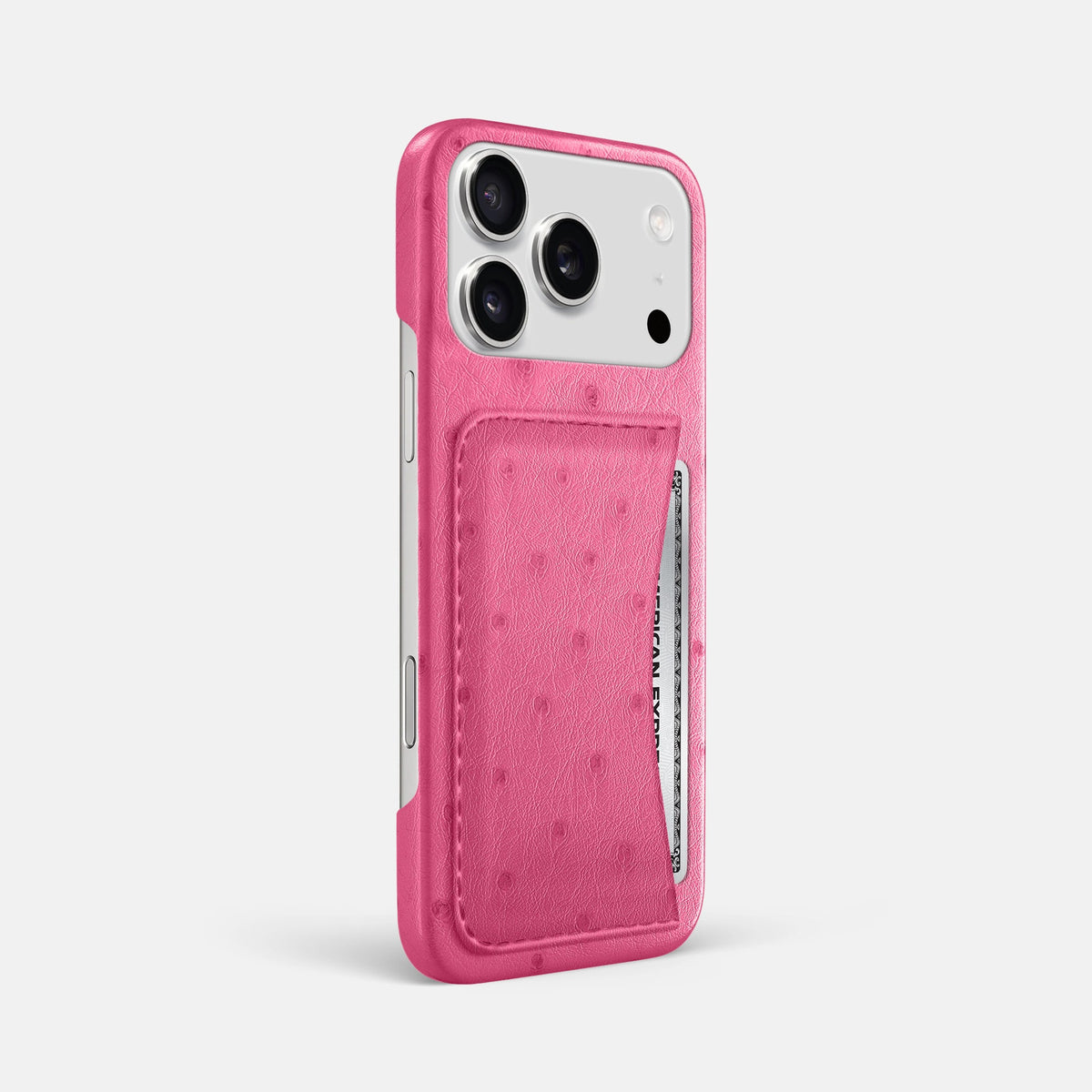Slim Card Case For iPhone 18 Pro Max In Ostrich -2 | Pink