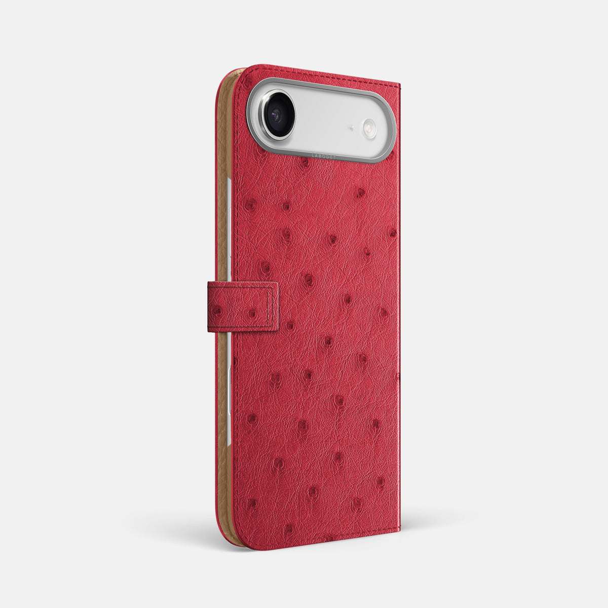 Folio Case with Clasp For iPhone 17 Air In Ostrich -1 | Red-Steel