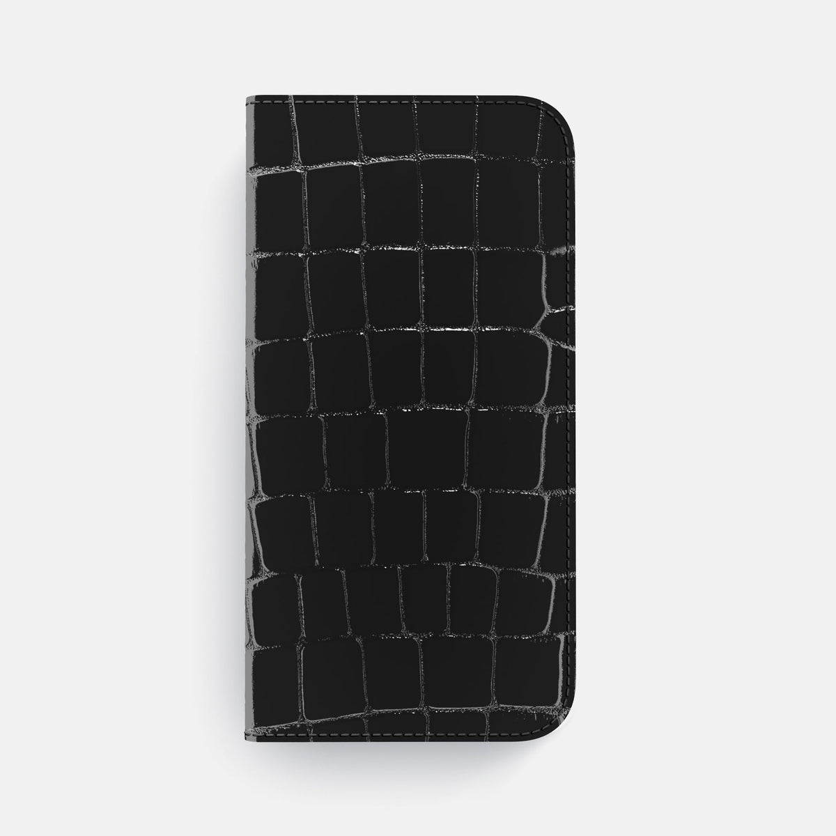 Folio Case For iPhone 18 Pro Max In Shiny Alligator -4 | Black-Steel