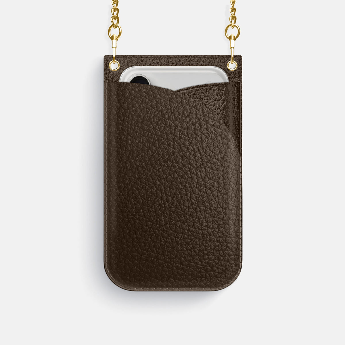 Crossbody Bag For iPhone 18 Pro In Calf -1 | Dark-Brown-Gold