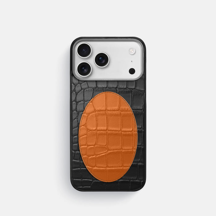 Classic Case With Oval For iPhone 18 Pro In Alligator -1 | Black-Steel