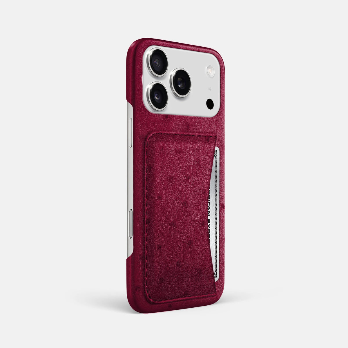 Slim Card Case For iPhone 18 Pro Max In Ostrich -2 | Bordeaux