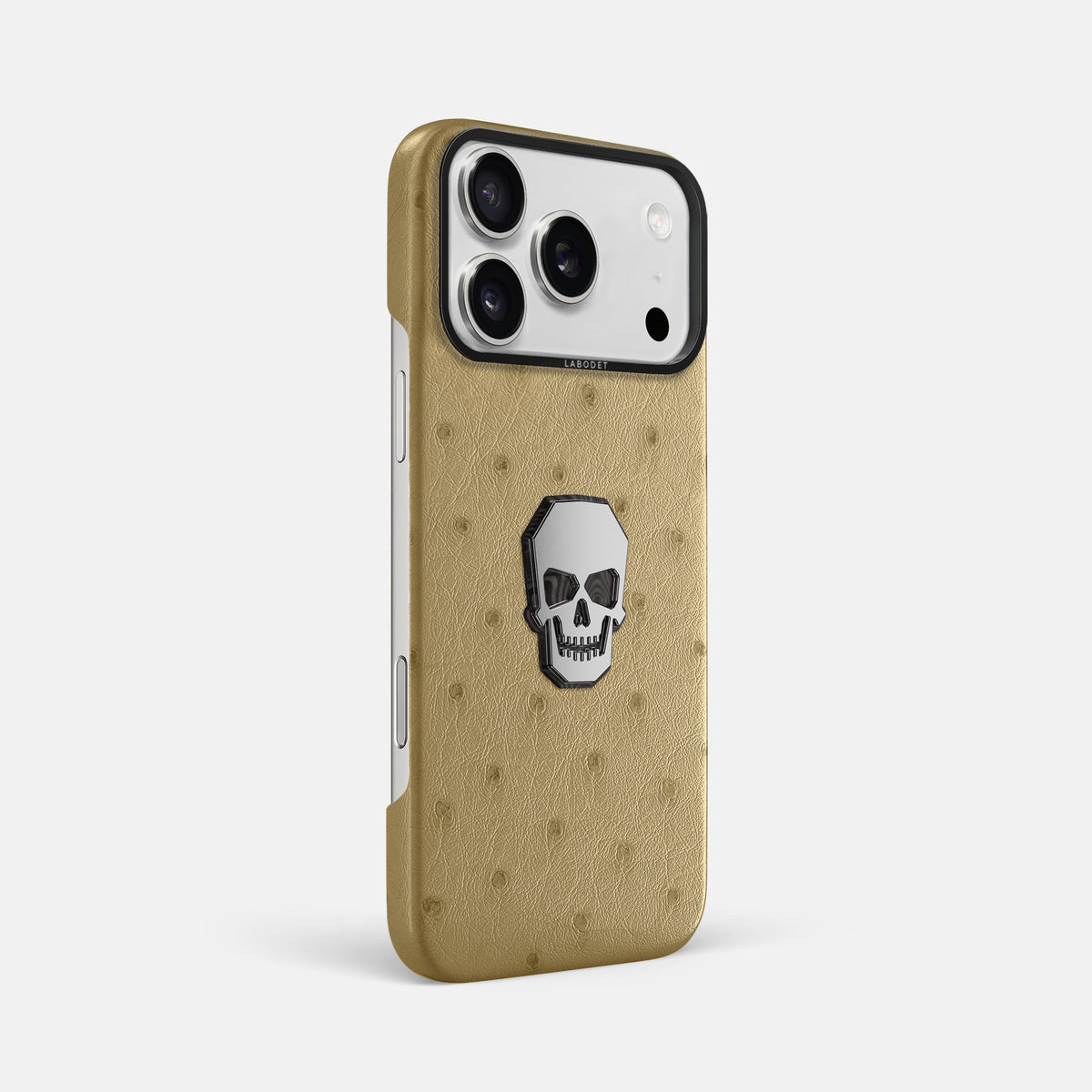 Classic Case With Titanium Skull For iPhone 18 Pro Max In Ostrich -2 | Desert-Sand-Black