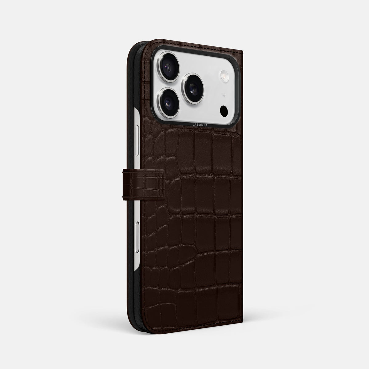 Folio Case with Clasp For iPhone 18 Pro Max In Alligator -1 | Dark-Brown-Black