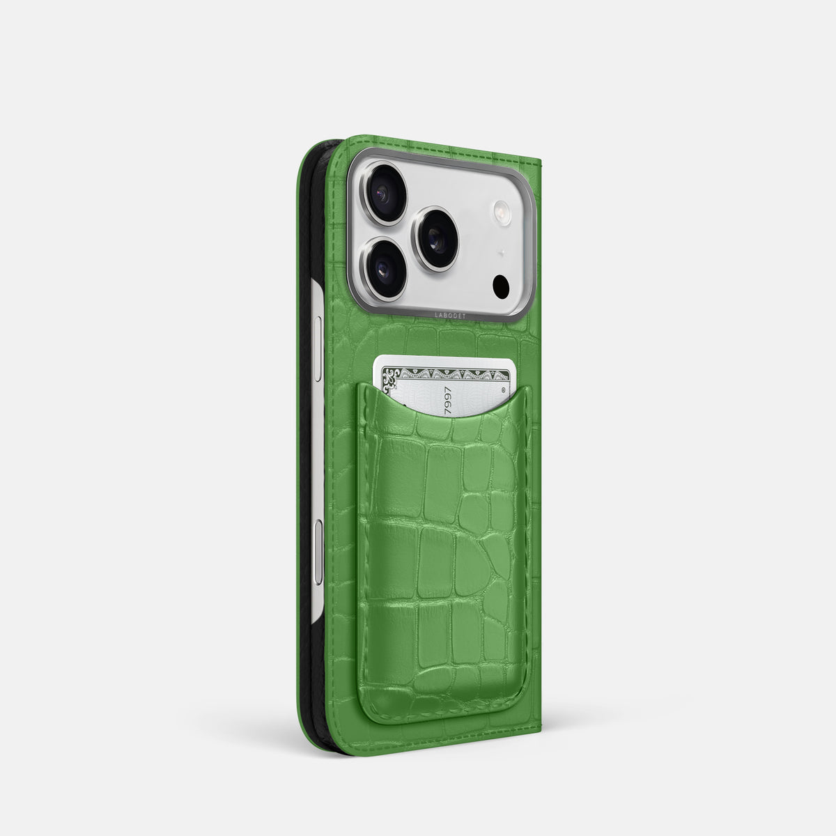 Folio Case with Card For iPhone 17 Pro In Alligator -1 | Apple-Green-Steel