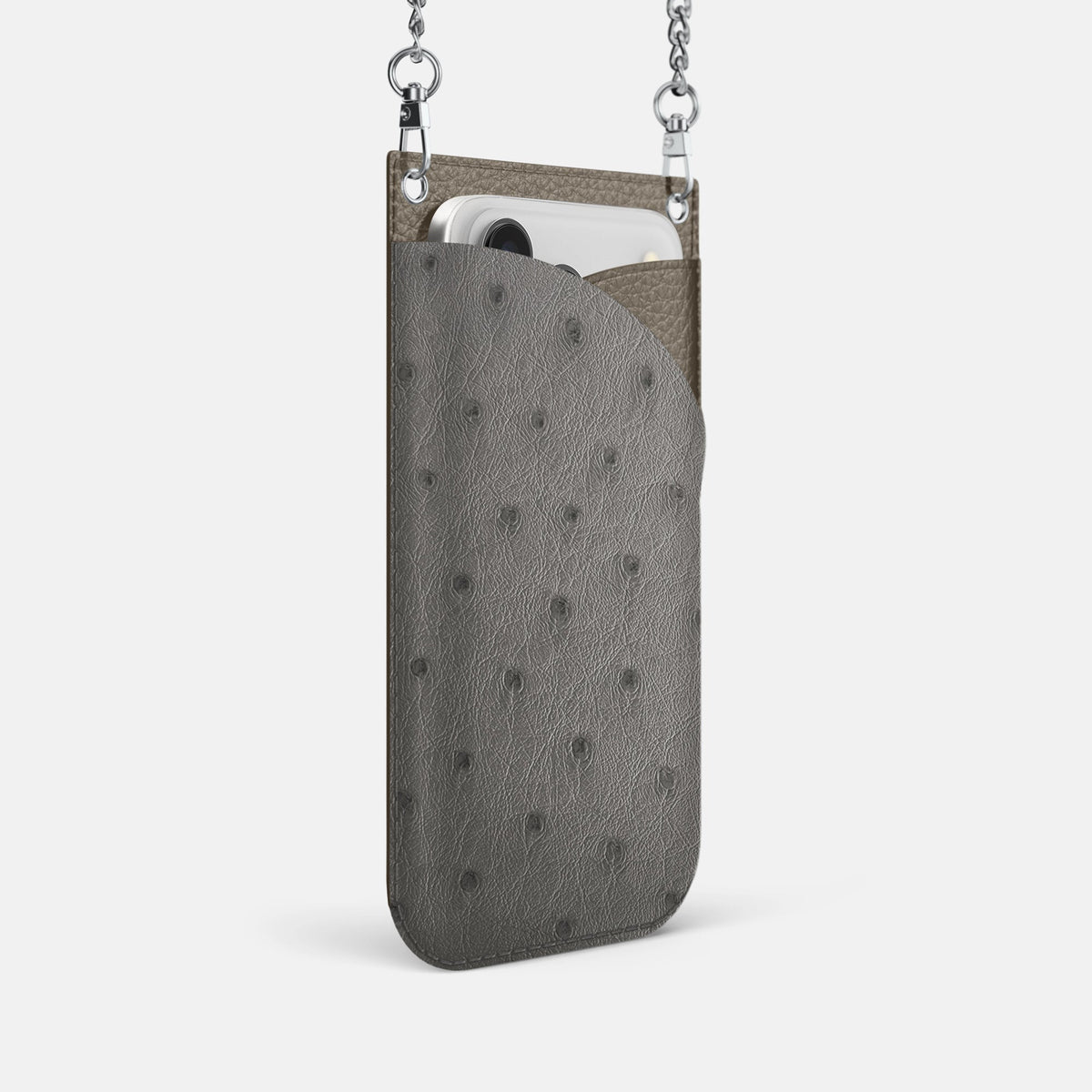 Crossbody Bag For iPhone 18 Pro In Ostrich -2 | Grey-Steel
