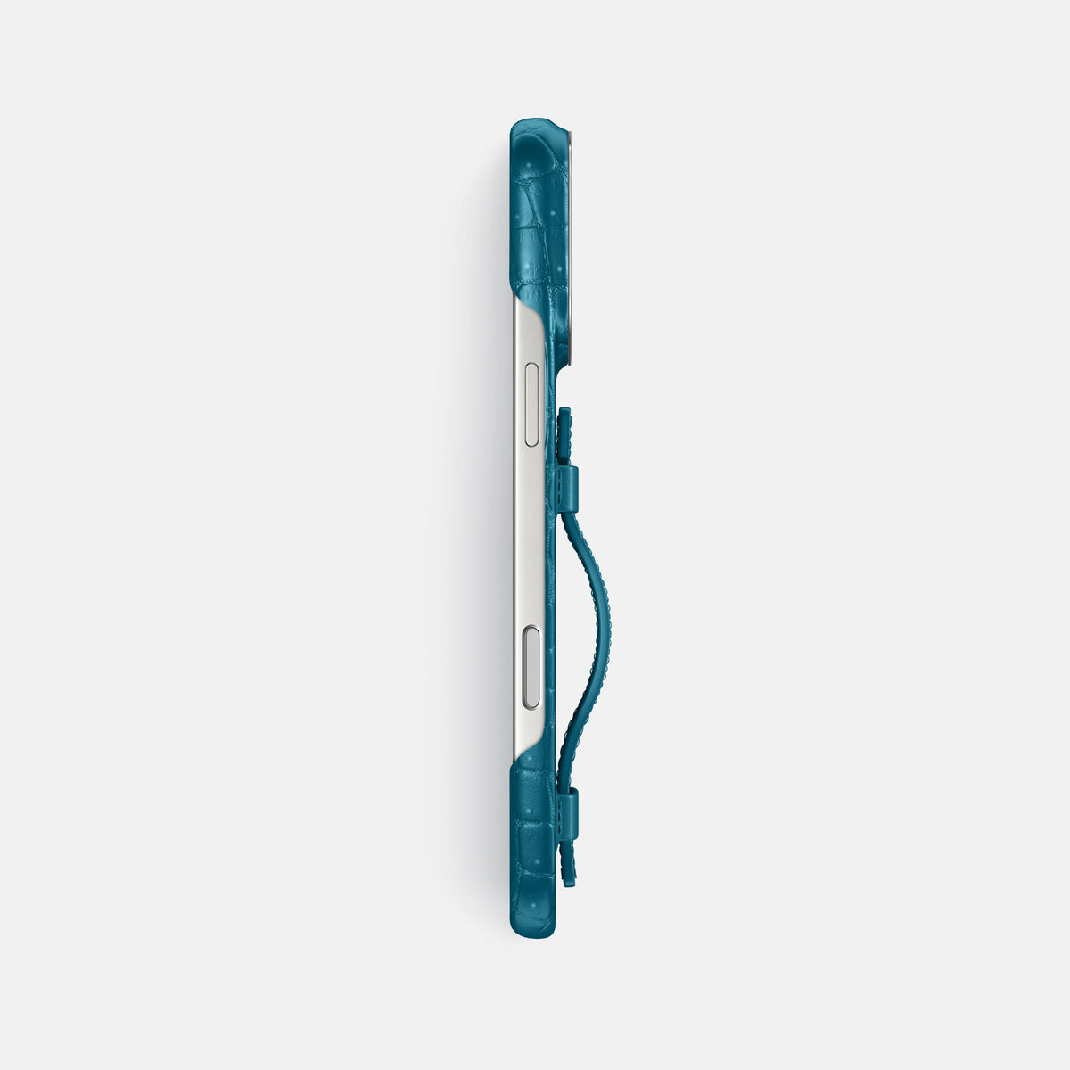 Handle Case For iPhone 17 Pro Max In Porosus Crocodile -3 | Turquoise-Steel
