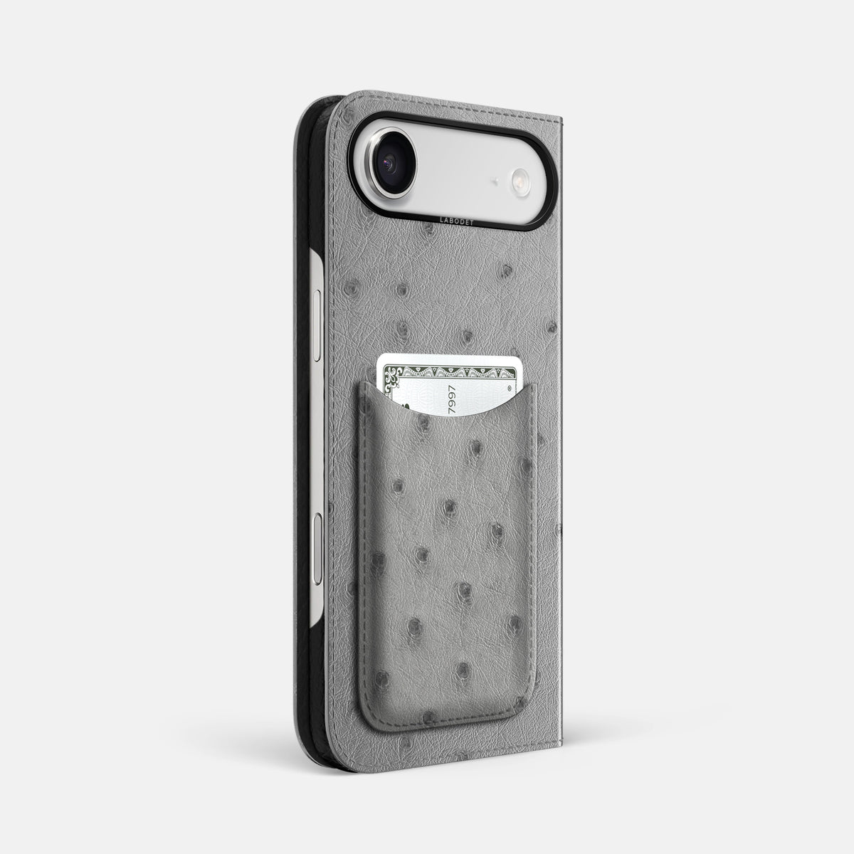 Folio Case with Card For iPhone 17 Air In Ostrich -1 | Silver-Black