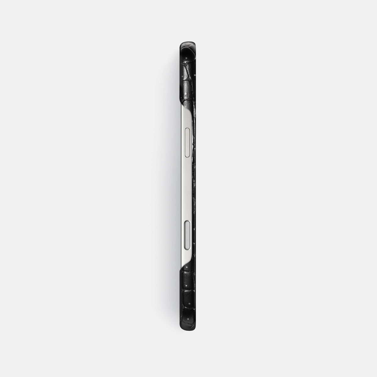 Slim Case For iPhone 18 Pro Max In Porosus Crocodile -3 | Shiny-Black