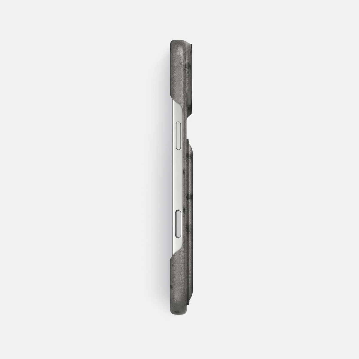 Double Card Case For iPhone 18 Pro Max In Ostrich -3 | Grey-Black