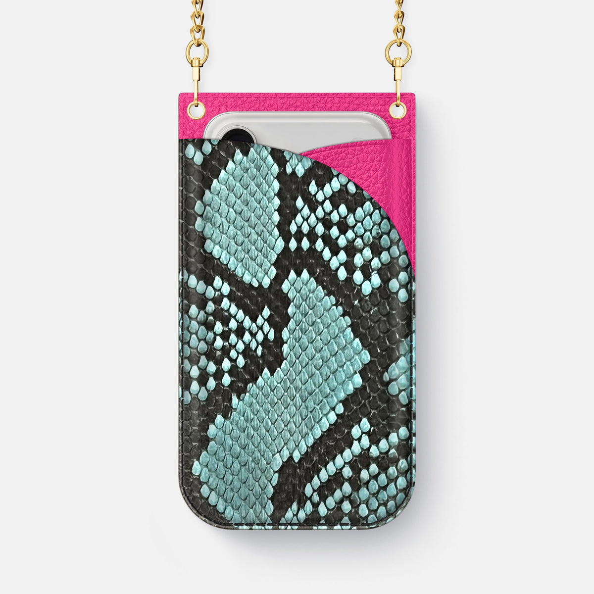 Crossbody Bag For iPhone 18 Pro Max In Deluxe Python -1 | Blue-Lagoon-Gold