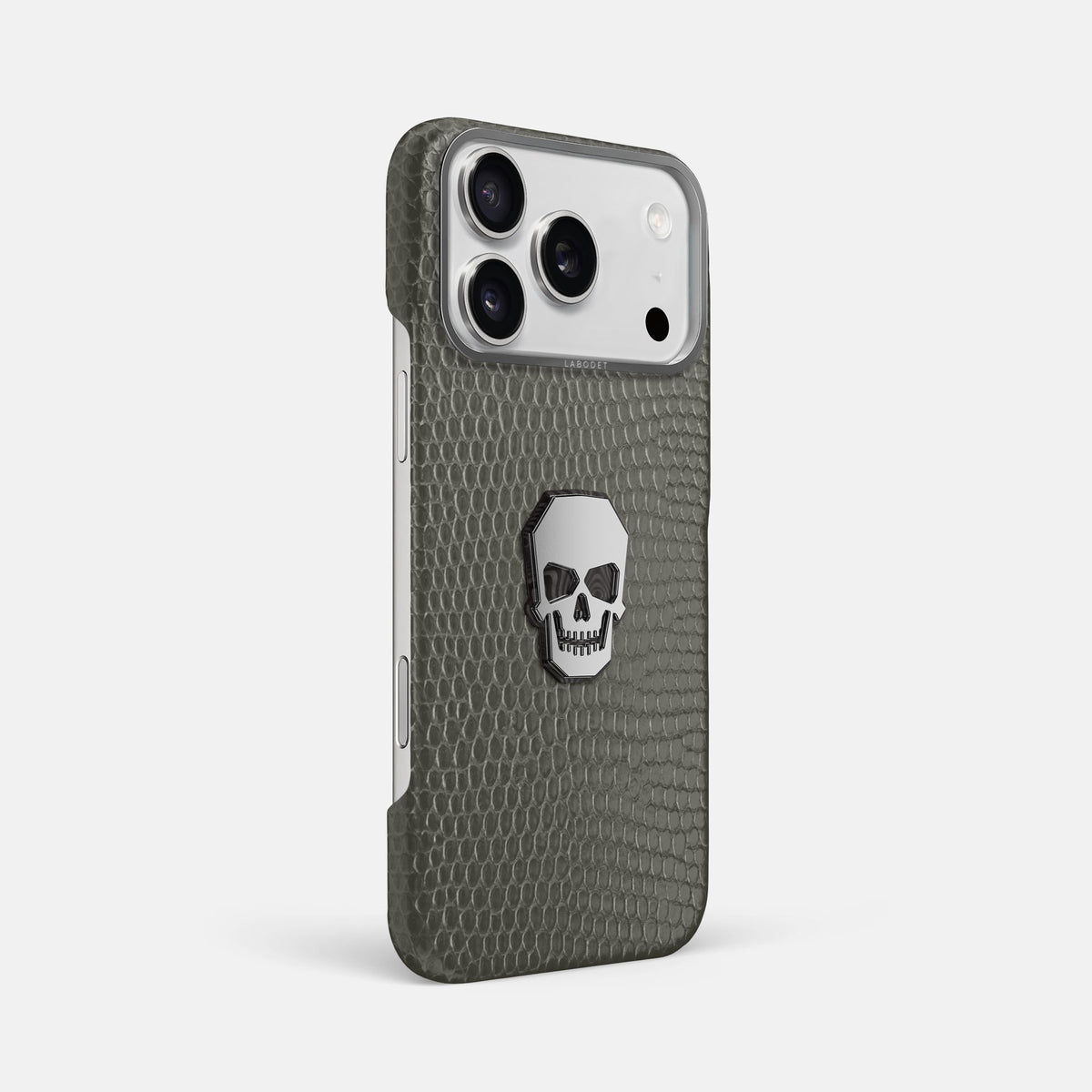 Classic Case With Titanium Skull For iPhone 18 Pro Max In Lizard -2 | Grey-Steel