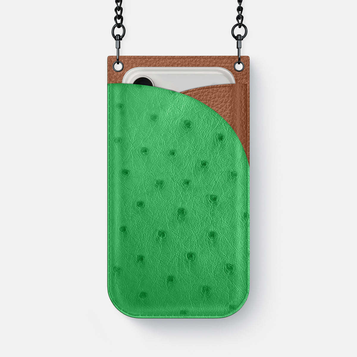 Crossbody Bag For iPhone 17 Air In Ostrich -1 | Kentucky-Green-Black