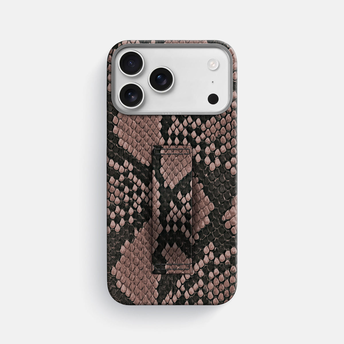 Finger Case For iPhone 18 Pro Max In Deluxe Python -1 | Mahogany-Brown-Steel